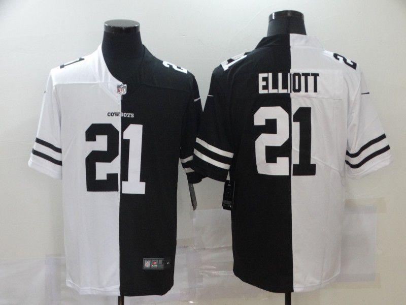 Men Dallas cowboys #21 Elliott Black white Half version 2020 Nike NFL Jerseys->dallas cowboys->NFL Jersey